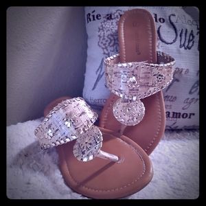 Pierre Dumas gold boho slide sandal sz 6.5